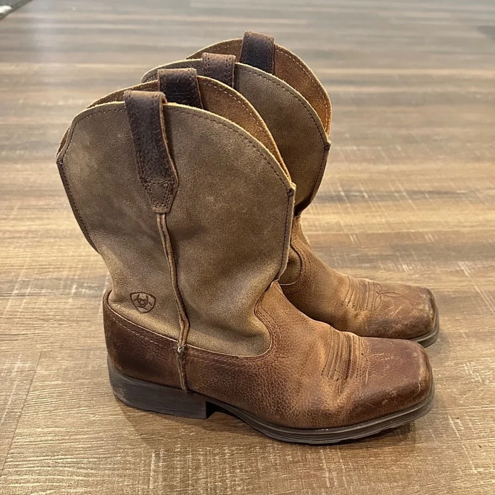 Ariat Kids Brown Rambler Leather Western Cowboy Boots Square Toe‎ Sz 2 Y Farm